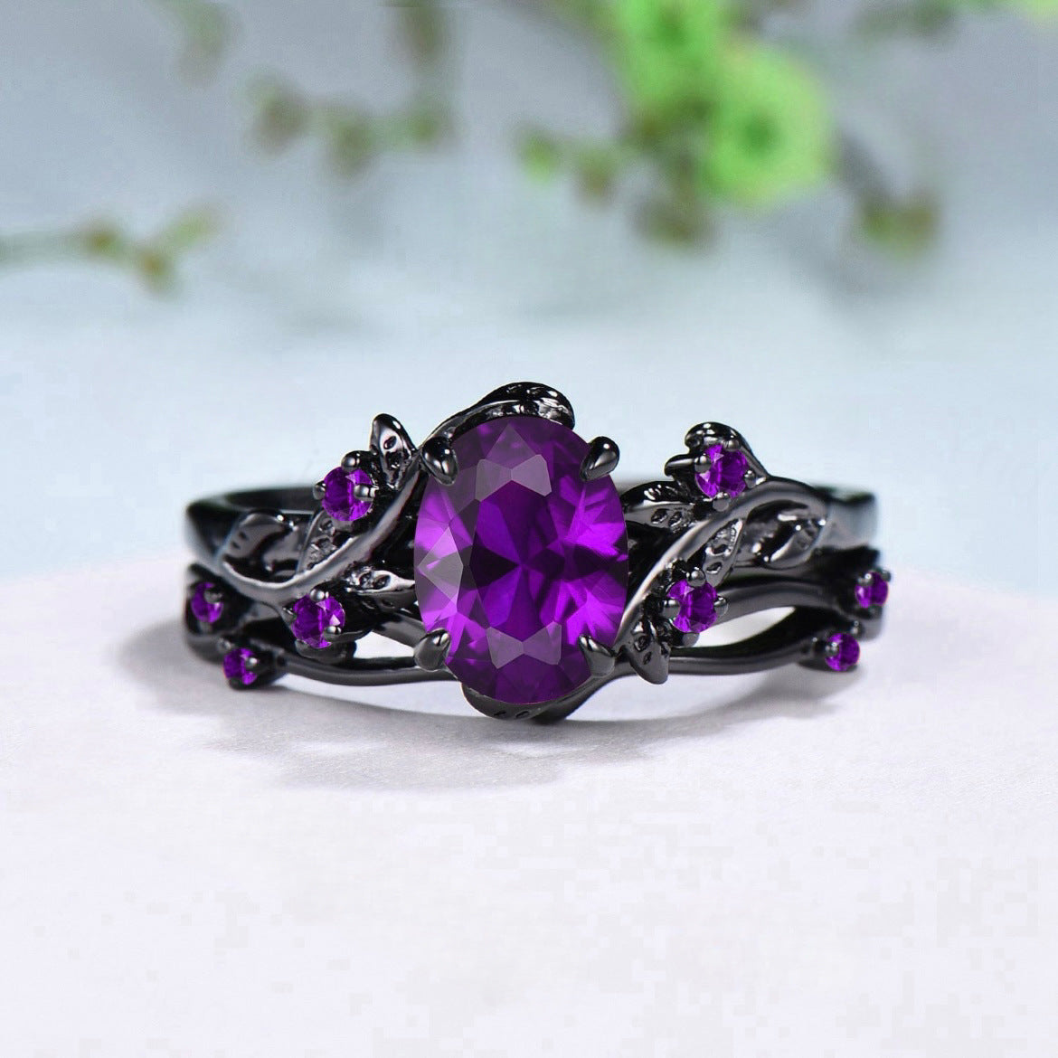 Amethyst Ring Gun Black Rose Branches Cross