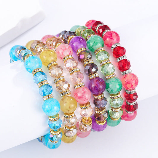 Colorful Glass Bead Crystal Beaded Bracelet