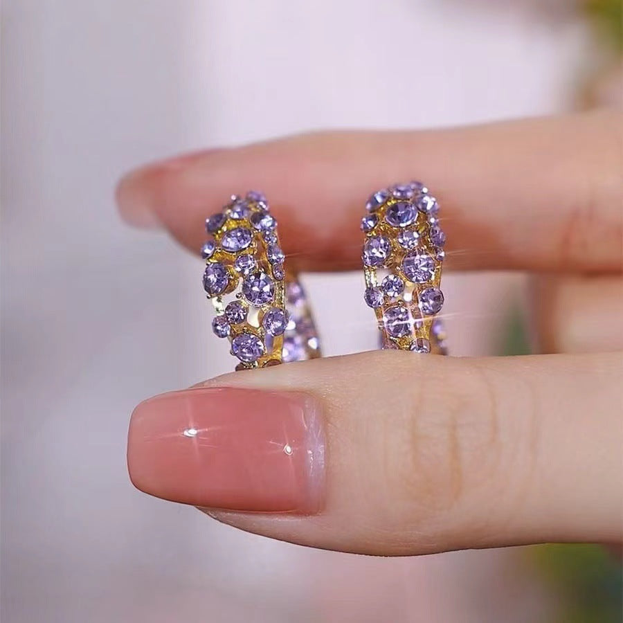 Simple And Gentle Purple Double-sided Earrings