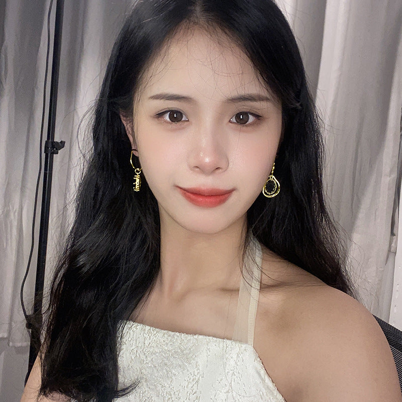 Women's Asymmetrical Amber Crystal Statement Earrings