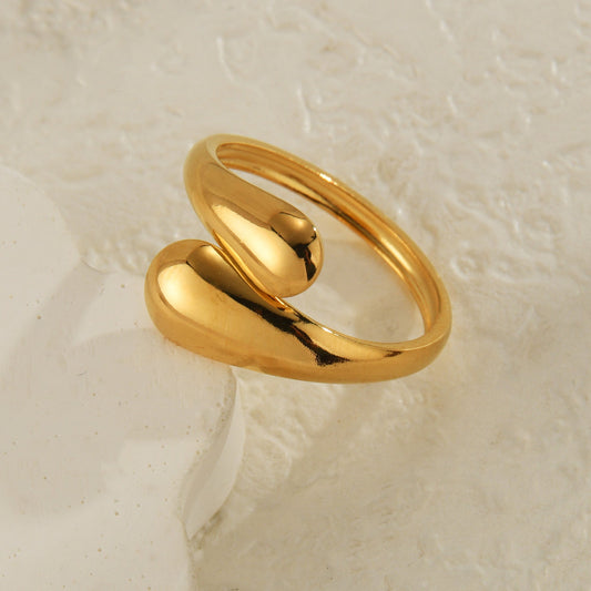 INS European And American Minimalist 18K Stainless Steel Water-drop-shaped Interlocking Open-ring