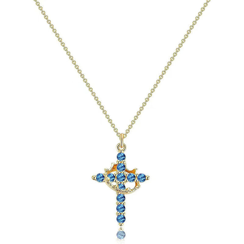 18K Real Gold Plated Copper Cross Necklace With Zircon  Stylish And Minimalist Design