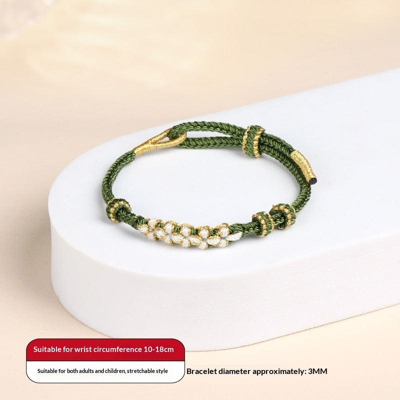 Snake Year Peach Blossom Knot Bracelet For Women Handwoven Wristband