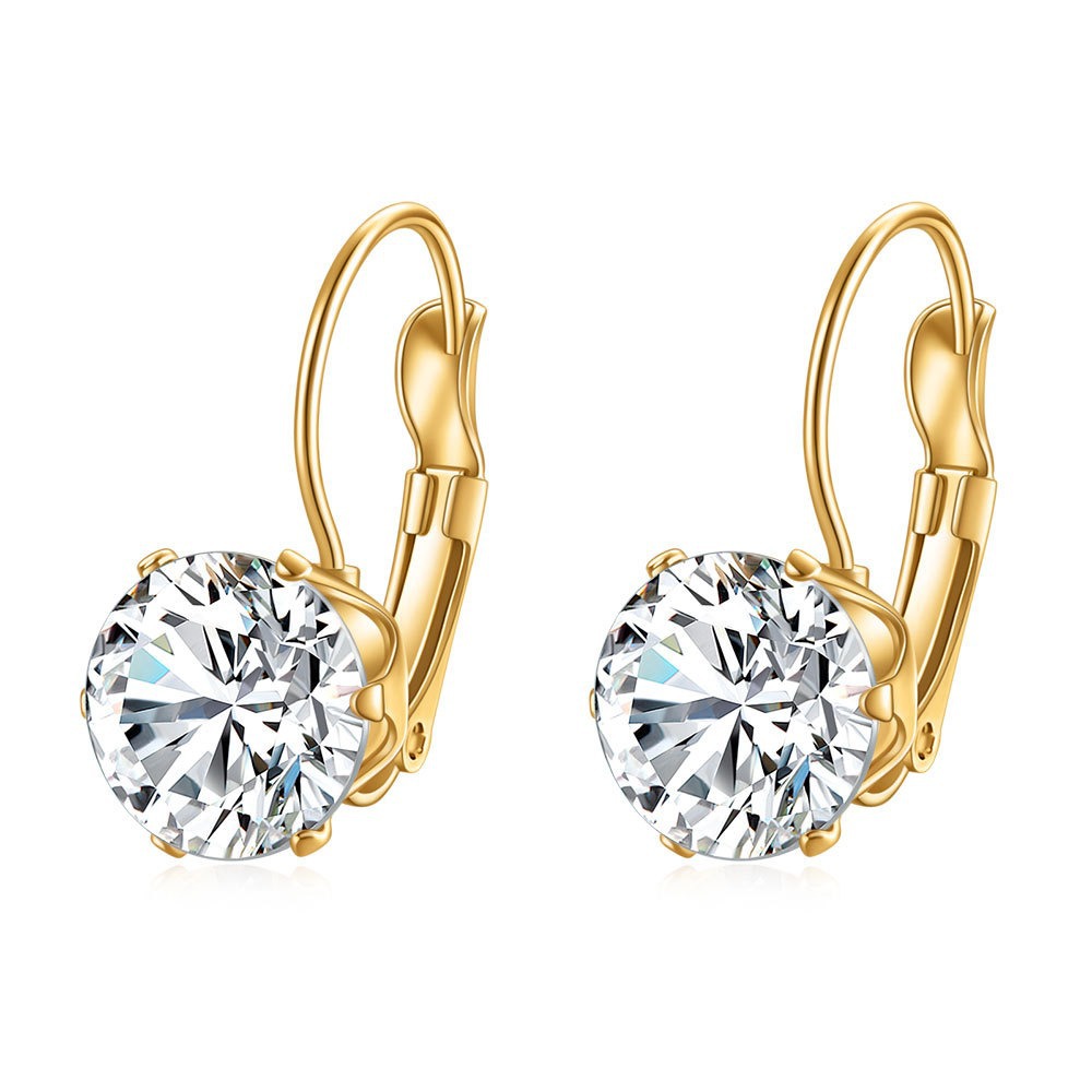 French Retro Buckle Zircon Earrings